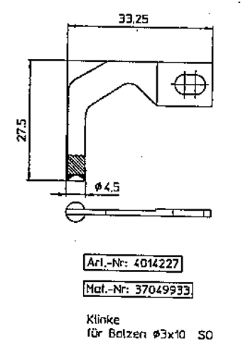 Klinke für Bolzen Ø3x10